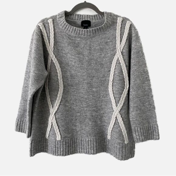 Lumiere Sweaters - Lumiere Anthropologie Gray Cross Braided Women's Oversized Sweater S Small